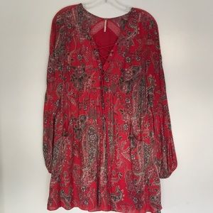 Free People red floral tunic/dress.